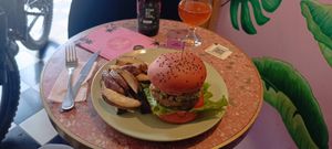 Mexican burger. Delicious! at Satiba Therapy Coffee Shop in Arequipa