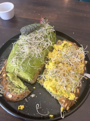 So good back for breakfast tofu scramble and cafe made with soy  at Satiba Therapy Coffee Shop in Arequipa