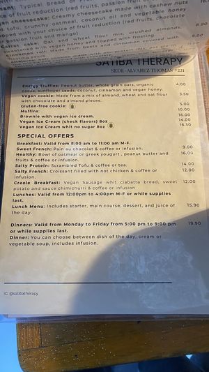 English menu   at Satiba Therapy Coffee Shop in Arequipa