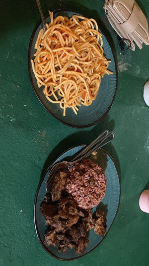 tomato pasta and tapa  at Gulay Lang in Quezon City