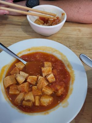 Tofu in tomato sauce - disgusting at Trang Sapa Kitchen in Lao Cai
