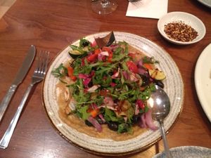 Salad with aubergine base. at Bella Italia in Inverness