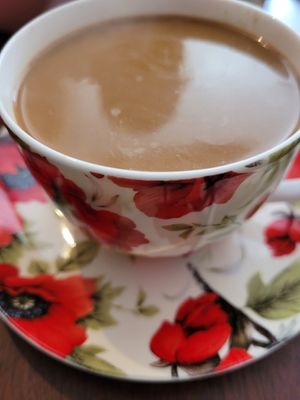 Coffee with oat milk at Space Runcorn in Runcorn