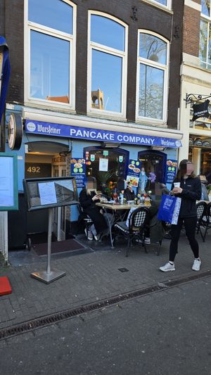 Front and outdoor seating at Pancake Company in Amsterdam