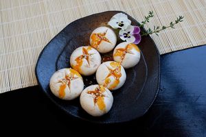 Grilled button mushrooms  at Tiem Chay Vo Uy in Da Lat