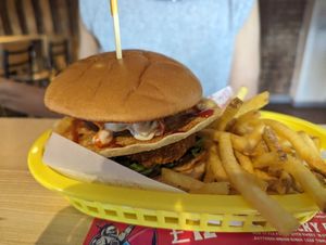 Bhaji burger at Junk Soul Smothered Bar & Grill in Beverley