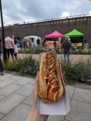 Vegan hot dog at Junk Soul Smothered Bar & Grill in Beverley