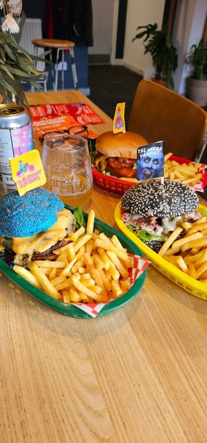 Delicious bacon cheese, vegan vampire and the fish burger 🌱 at Junk Soul Smothered Bar & Grill in Beverley