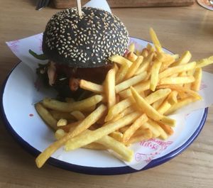 sweet n fiery burger at Junk Soul Smothered Bar & Grill in Beverley