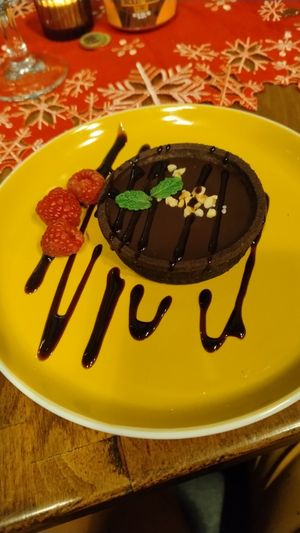 Chocolate caramel tart- really rich with toffee inside and biscuit case at Junk Soul Smothered Bar & Grill in Beverley