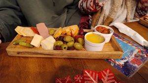 All vegan starter with raspberries, olives, sun dried tomatoes, pate, chutney at Junk Soul Smothered Bar & Grill in Beverley