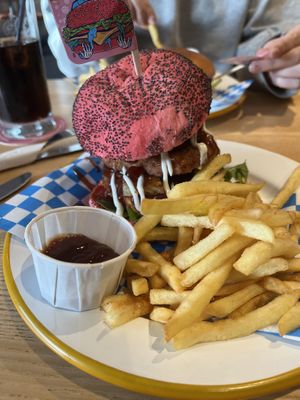 Jerk burger with pineapple   at Junk Soul Smothered Bar & Grill in Beverley