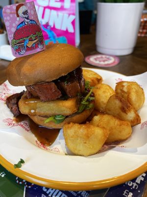 Christmas burger   at Junk Soul Smothered Bar & Grill in Beverley