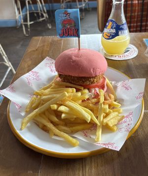 The Classic Chick burger   at Junk Soul Smothered Bar & Grill in Beverley