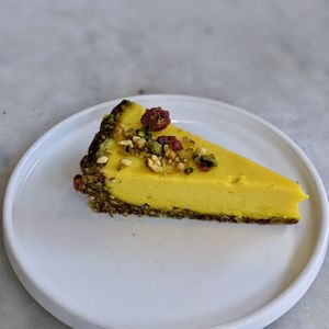 Raw Lemon Pistachio Tart at The Living Cafe in Central Singapore