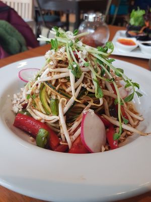Pad Thai Noodles Zucchini at The Living Cafe in Central Singapore