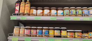 Many kinds of tahini and nut butter at BioJu in Lezhe