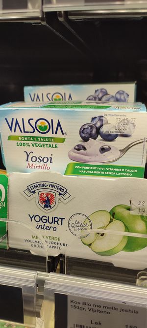 One of the vegan yoghurts at BioJu in Lezhe