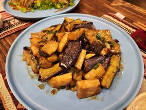Eggplant with mushroom sauce at ChuSu Kitchen in Lao Cai