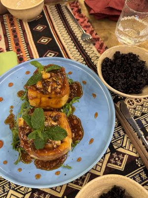 Stuffed tofu with lotus seeds  at ChuSu Kitchen in Lao Cai
