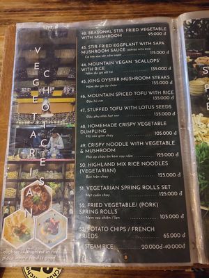 Vegatarian menu at ChuSu Kitchen in Lao Cai