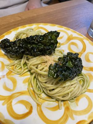 kale spagetti dish  at V'italian in Copenhagen