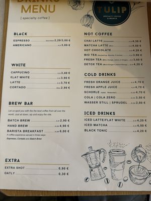 Menu 1  at Tulip - specialty coffee & brunch in Bonn