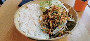 "Thai vegetarian" made vegan. It's a really generous portion and very tasty:) at Pitaya Thai Street Food in Massy