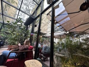Indoor and outdoor seating   at Cup of Joy in Istanbul