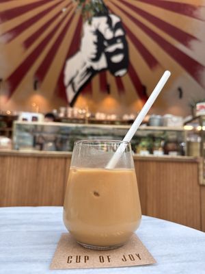 Iced oatmilk flat white   at Cup of Joy in Istanbul