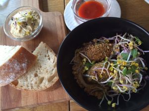 hummus/falafel  at Gratitude Restaurant in Munich