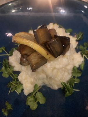 Lemon Risotto with Eggplant  at Gratitude Restaurant in Munich
