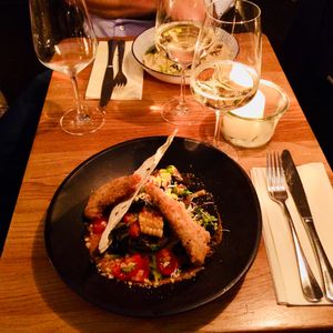 Grilled avocado with tempeh at Gratitude Restaurant in Munich