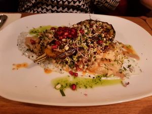 Gegrillte Aubergine at Gratitude Restaurant in Munich
