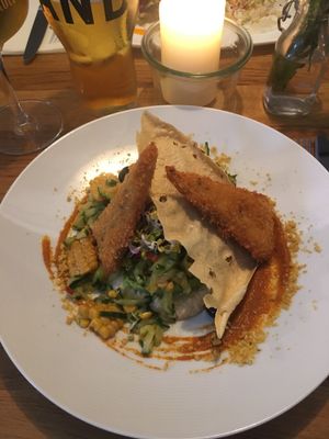 Grilled avocado + tempeh  at Gratitude Restaurant in Munich