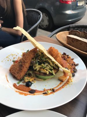 Deep fried tempeh at Gratitude Restaurant in Munich