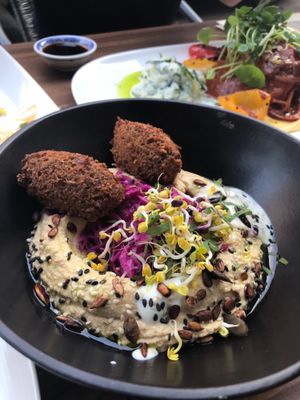 Falafel and hummus at Gratitude Restaurant in Munich