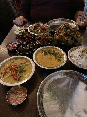 Sharing plates   at Amrutha - Honor Oak in South East London