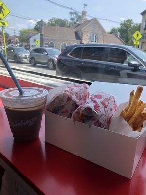 NOMZ our little lunch (got the spiced fries)  at Moonburger in New Paltz