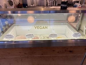 A separate case of vegan flavors  at Cloud City Ice Cream in Portland