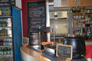 Hot food area at Natura Cafe in South East London