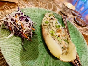 Banana (warm) salad  at Shalimar Restaurant in Koh Phangan