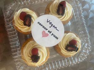 Vegan cupcakes and baked goods available at Umami Pizza & Fusion in Dennis