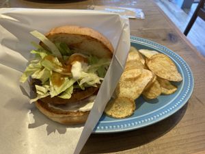 Teriyaki burger… looks smaller than it really is   at Luna Burger  in Kamakura