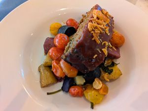 Impossible meatloaf with potatoes and other veggies at Disneyland - River Belle Terrace   in Anaheim