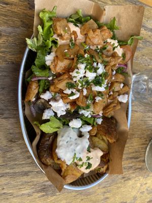 Plate with potatoes - Everything here was superb - Get it in bread though, I messed up my order and got it on the side  at Mopa Döner   in Paris