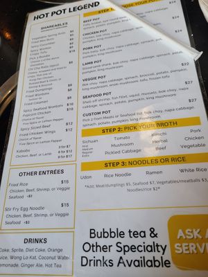 Menu at Hot Pot Legend in Ashburn