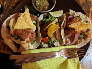 Taco 1, 4 & 5 (4,5€ each)

1, Meister: 3/5
4, Pastor: 3/5
5, Vigge Avo: 4.5/5 at Taco Meister in Berlin