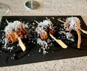 Bakon wrapped dates   at Fortune in Portland