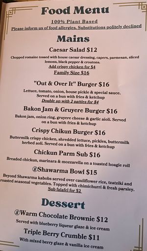 Menu  at Fortune in Portland